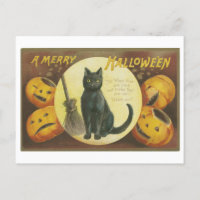 Vintage Halloween-Grüße mit Black Cat
