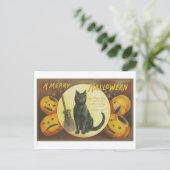 Vintage Halloween-Grüße mit Black Cat Postkarte (Stehend Vorderseite)