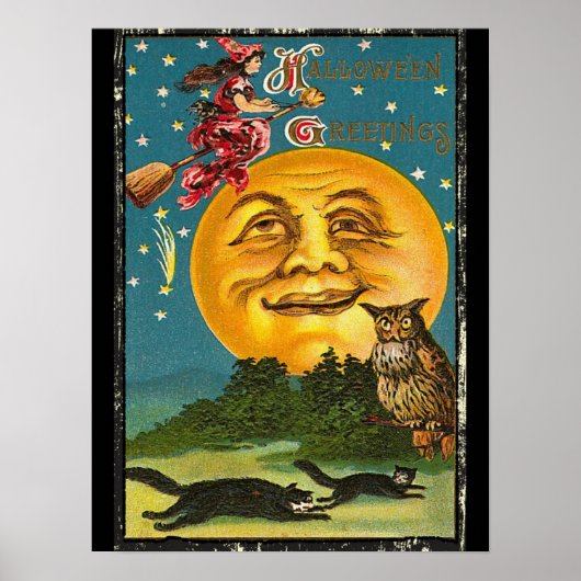 Vintage Halloween-Grüße Poster (Vorne)