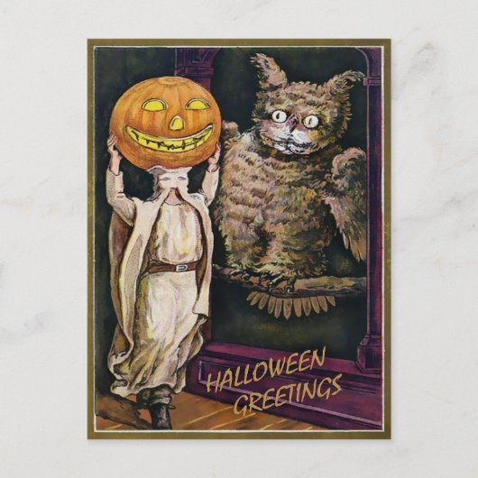 Vintage Halloween-Grüße Postkarte (Vorderseite)