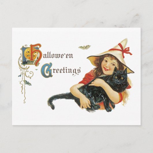 Vintage Halloween-Grüße Postkarte (Vorderseite)