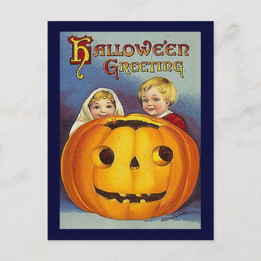 Vintage Halloween-Grüße Postkarte (Vorderseite)