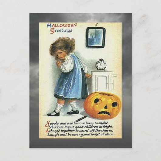 Vintage Halloween-Grüße Postkarte (Vorderseite)