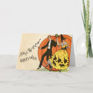 Vintage Halloween-Grüße - Tanzpaare - Karte