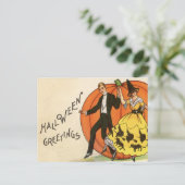 Vintage Halloween-Grüße - Tanzsaal - Postkarte (Stehend Vorderseite)