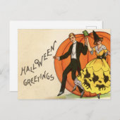 Vintage Halloween-Grüße - Tanzsaal - Postkarte (Vorne/Hinten)