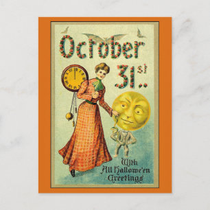 Vintage Halloween-Grüße viktorianische Frau Postkarte