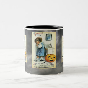 Vintage Halloween-Grüße Zweifarbige Tasse