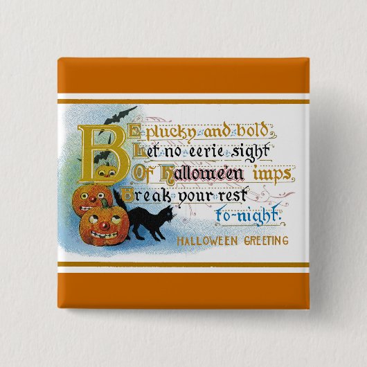 Vintage Halloween-Grußkarte Button (Vorderseite)