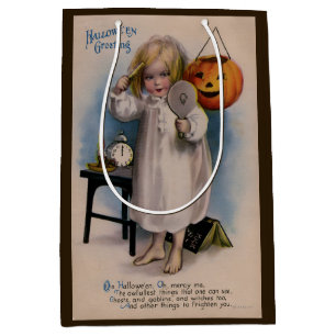 Vintage-Halloween-Grüßkarte für Mädchen Mittlere Geschenktüte