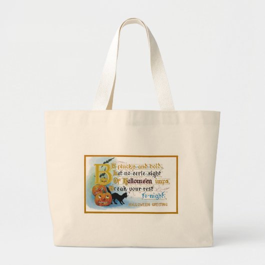 Vintage Halloween-Grußkarte Jumbo Stoffbeutel (Vorne)