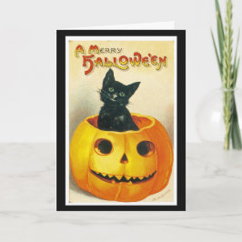 Vintage Halloween-Grußkarte mit Black Cat Karte