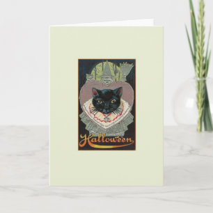 Vintage Halloween-Grußkarte mit schwarzer Katze Karte