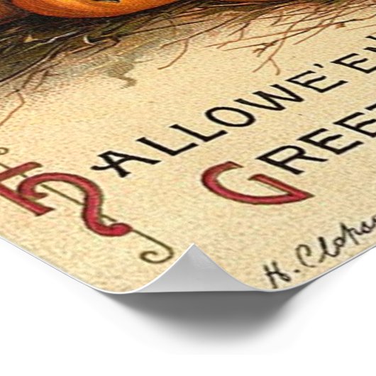 Vintage Halloween Grußkarten Klassische Poster (Ecke)