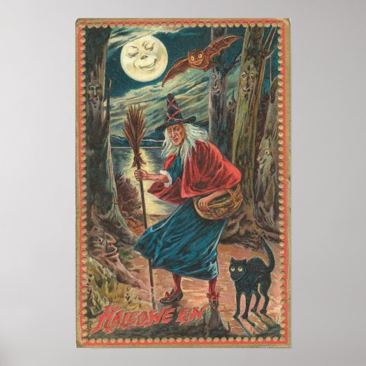 Vintage Halloween Grußkarten Klassische Poster (Vorne)