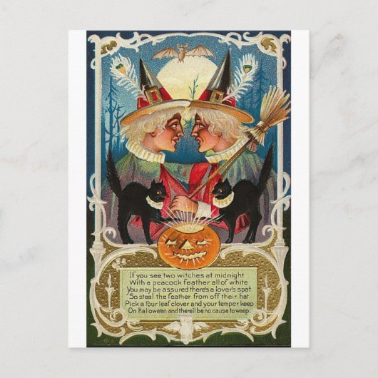 Vintage Halloween Grußkarten Klassische Poster Postkarte (Vorderseite)