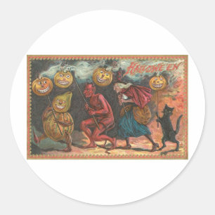 Vintage Halloween Grußkarten Klassische Poster Runder Aufkleber
