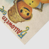 Vintage Halloween-Grußkürbis mit Korbhut Seidenpapier (Ausschnitt)