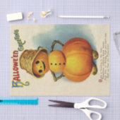 Vintage Halloween-Grußkürbis mit Korbhut Seidenpapier (Handwerk)