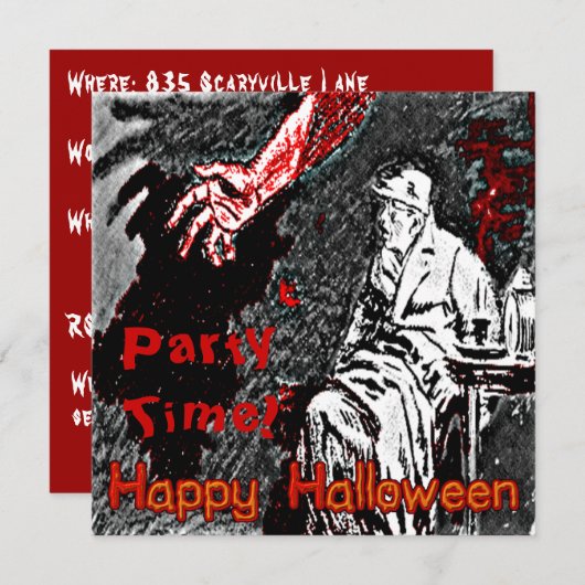 Vintage Halloween-Hand im Dunkeln Einladung (Vorne/Hinten)