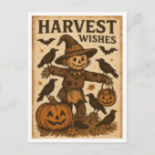 Vintage Halloween Harvest Wishes Postkarte (Vorderseite)