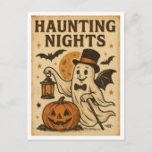 Vintage Halloween Haunting NIghts Postkarte (Vorderseite)