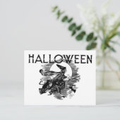 Vintage Halloween-Hexe auf Broomstick Postkarte (Stehend Vorderseite)