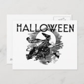 Vintage Halloween-Hexe auf Broomstick Postkarte (Vorne/Hinten)