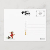 Vintage Halloween-Hexe auf ihrem Besen Postkarte (Rückseite)