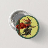 Vintage Halloween-Hexe Button (Vorne & Hinten)