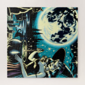 Vintage Halloween-Hexe, die einen Cauldron umwirbe Puzzle (Horizontal)