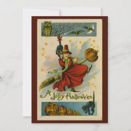 Vintage Halloween-Hexe Einladung