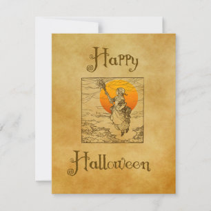 Vintage-Halloween-Hexe-Feiertagskarte Feiertagskarte
