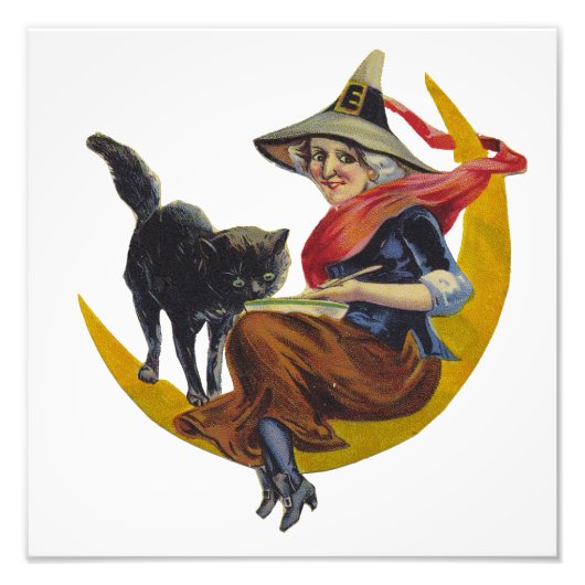 Vintage Halloween-Hexe Fotodruck (Vorne)