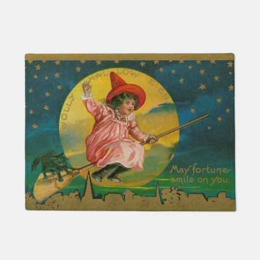 Vintage Halloween-Hexe Fußmatte (Vorderseite)