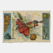 Vintage Halloween-Hexe Geschirrtuch (Horizontal)