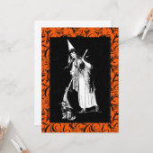Vintage Halloween-Hexe Karte (Vorderseite/Rückseite Beispiel)