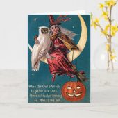 Vintage Halloween-Hexe Karte (Gelbe Blume)
