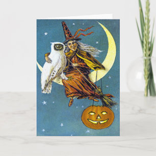Vintage Halloween-Hexe Karte