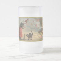 Vintage Halloween-Hexe, Katze-Tasse, Steine