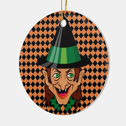 Vintage Halloween-Hexe Keramik Ornament (Links)