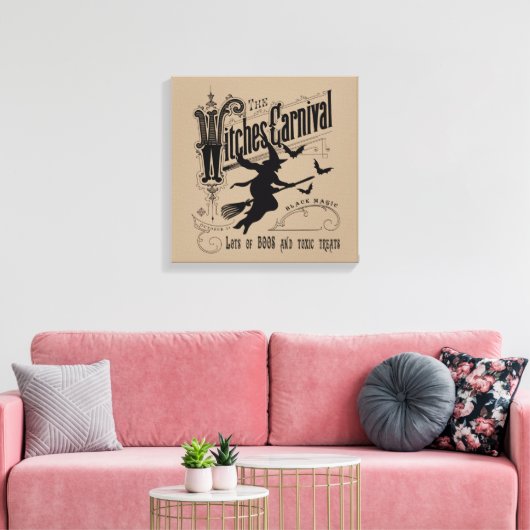 Vintage Halloween-Hexe Leinwanddruck (Insitu (Wohnzimmer))