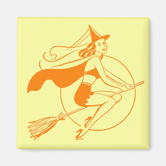 Vintage Halloween-Hexe Magnet (Vorne)