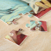 Vintage Halloween-Hexe mit Broomstick Puzzle (Seite)