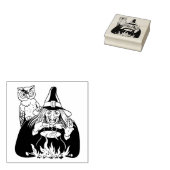 Vintage-Halloween-Hexe mit Eule Gummistempel (Stempel)