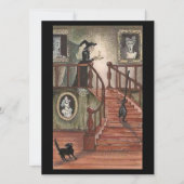 Vintage Halloween-Hexe mit schwarzen Katzen (Vorderseite)