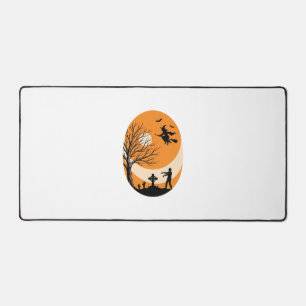 Vintage-Halloween-Hexe-Mond-Friedhof-Vektor-Desi Schreibtischunterlage