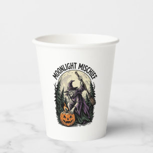 Vintage-Halloween-Hexe-Mondlicht-Schabernack-Grafi Pappbecher