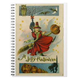 Vintage Halloween-Hexe Notizblock