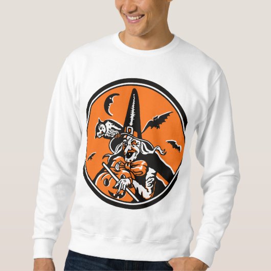 Vintage Halloween-Hexe-Owl-Illustration Sweatshirt (Vorderseite)